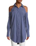 Striped Cold-shoulder Mini