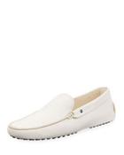 Leather Flat Slip-on Moccasin, White