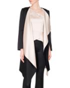 Studhan Draped Satin Open-front Coat With Contrast