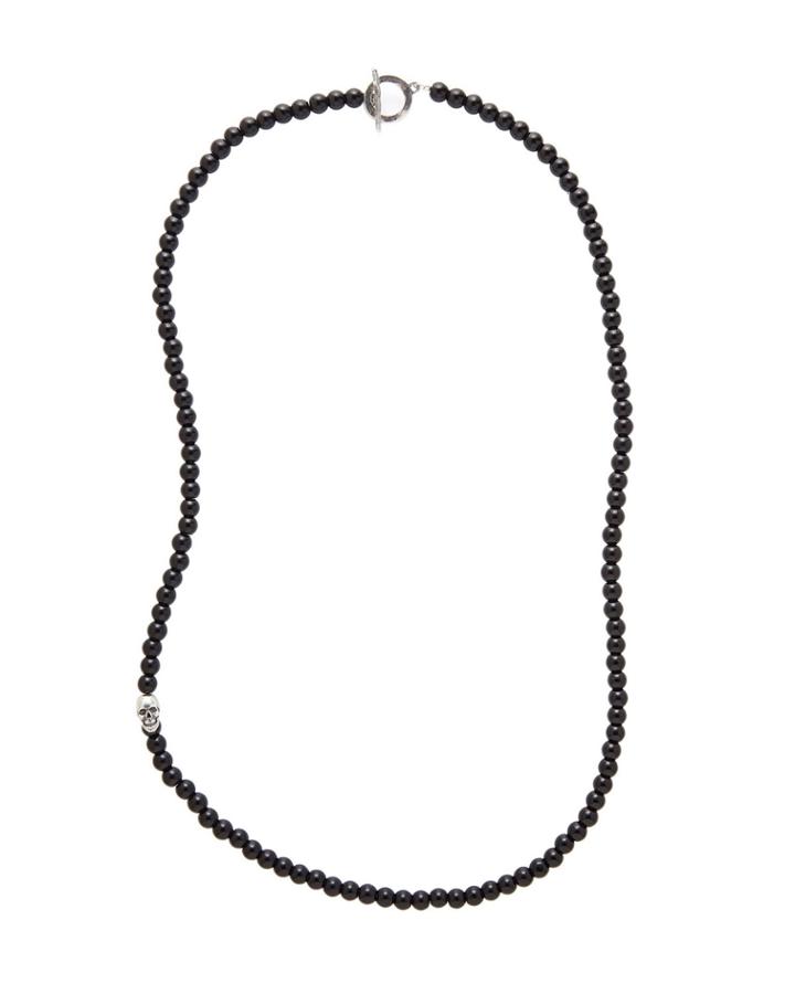 Men's Onyx Bead Necklace W/