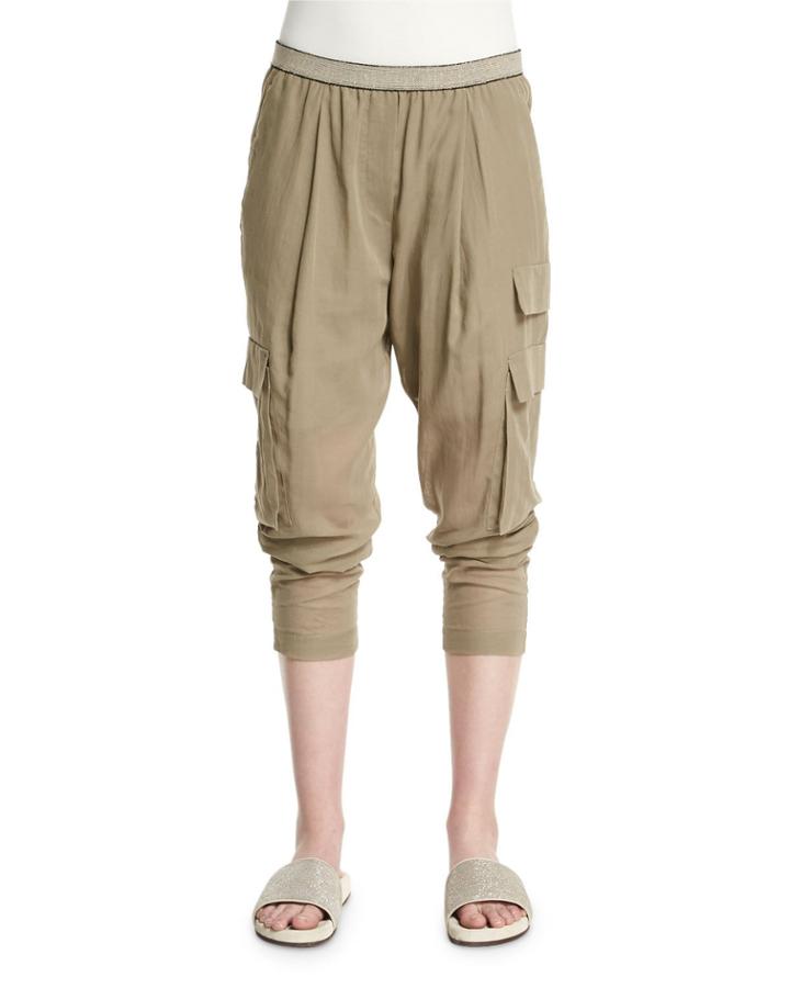Safari Tapered-leg Pants, Green Tea