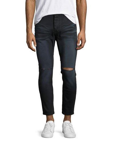 Mr. Blues Whiskered Knee-cut Jeans, Black