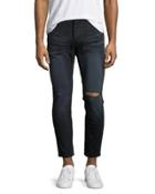 Mr. Blues Whiskered Knee-cut Jeans, Black
