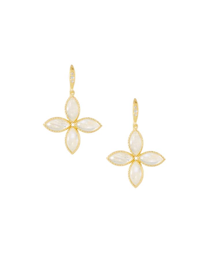 Textured Floral Drop Earrings, White