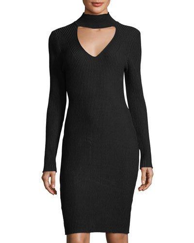 Mock-neck Cutout Knit Dress