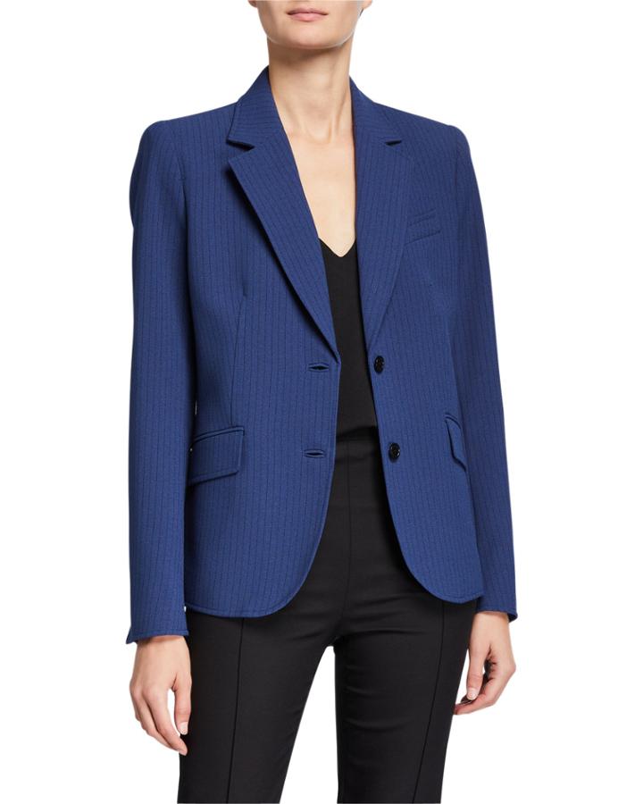 Pinstriped Crepe Two-button Jacket