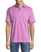 Knit Cotton Three-snap Polo Shirt With Twin-needle Detail