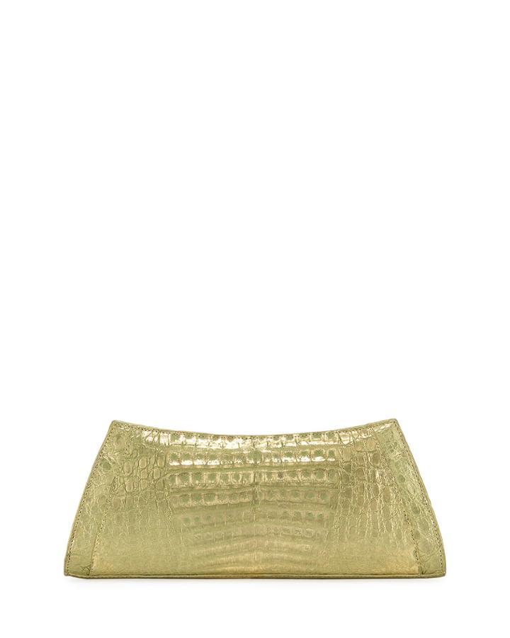 Metallic Crocodile Small Clutch Bag