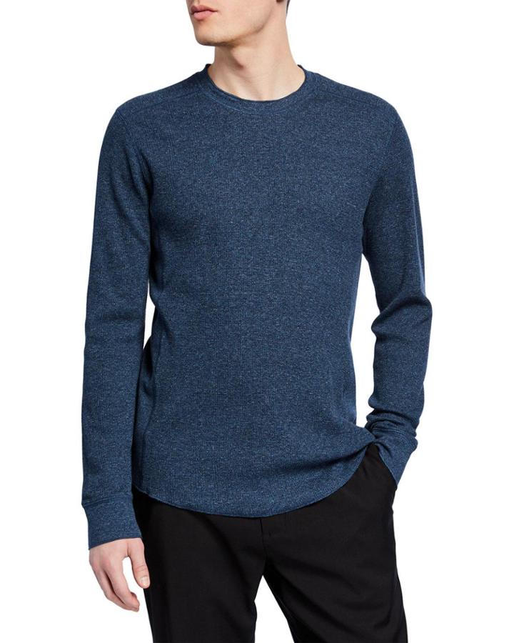 Men's Waffle Long-sleeve Pullover T-shirt