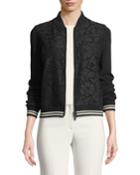 Long-sleeve Zip-front Lace-front Bomber Jacket
