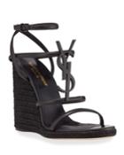 Cassandra Wedge Espadrilles With Tonal Ysl