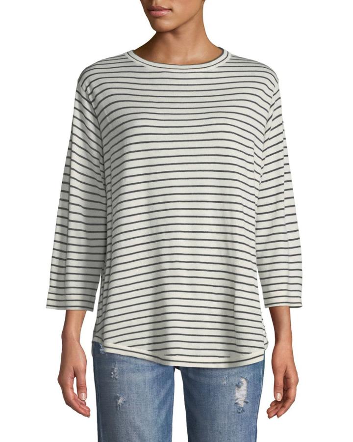 3/4-sleeve Sailor-striped