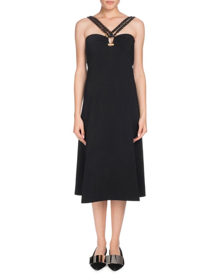 Sleeveless Halter A-line Crepe