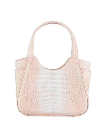 Small Dipped Crocodile Tote Bag, Pink Q2