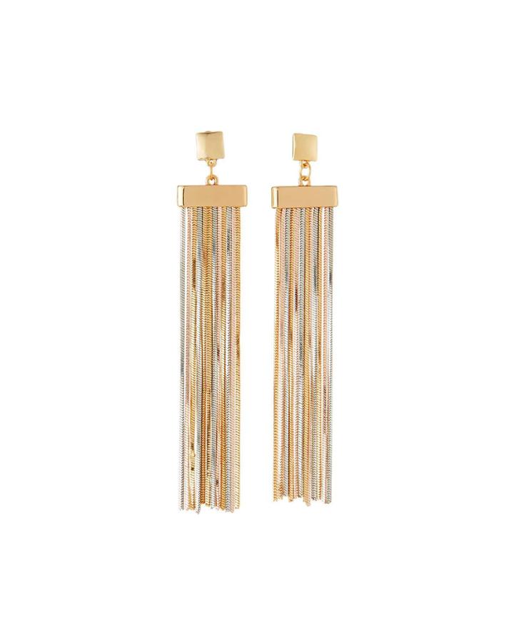 Tricolor Slinky Fringe Earrings