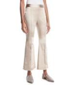 Flared-leg Duchess Satin Cropped Pants