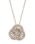 18k White Gold Diamond Trillium Pendant Necklace