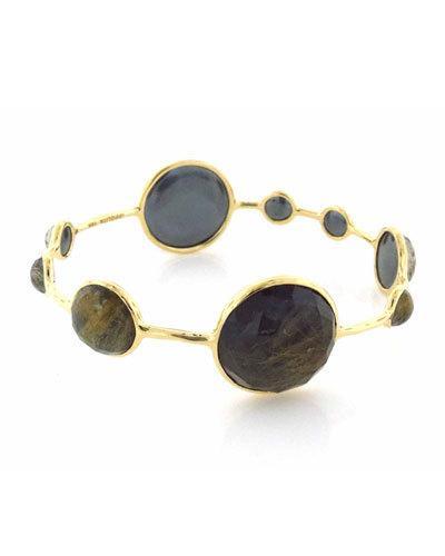 18k Rock Candy Lollipop Quartz & Hematite Doublet Bangle