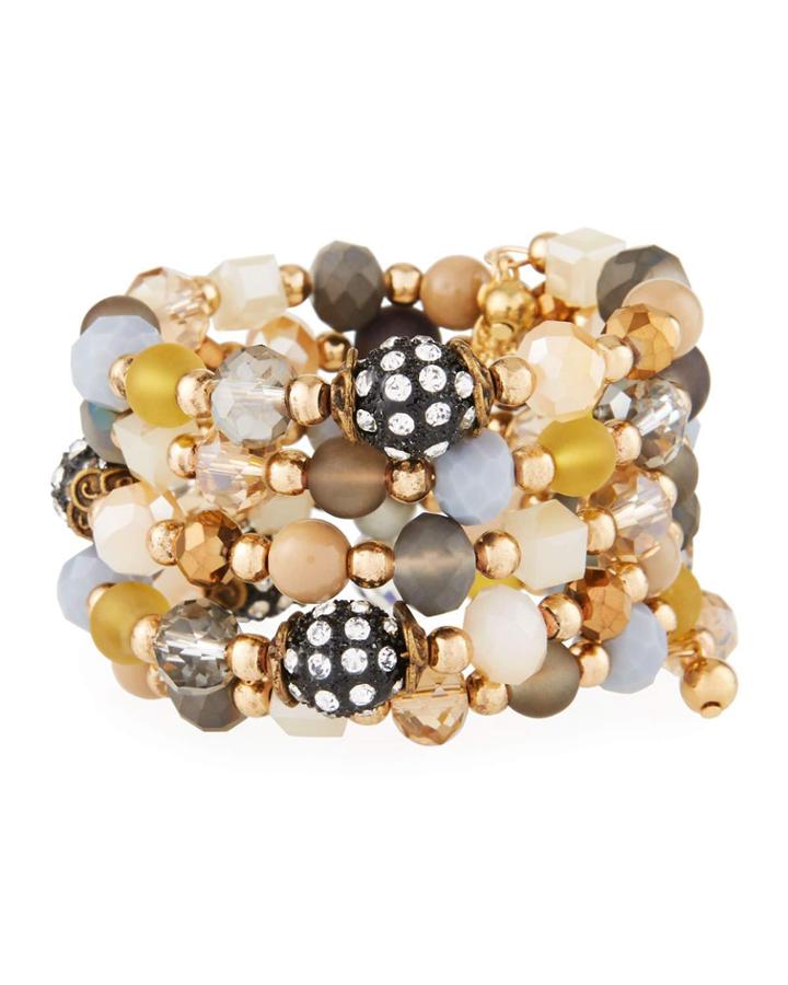 Natural-hued Crystal Wrap Bracelet