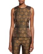 Mixed-jacquard Sleeveless Fencing Top, Gold