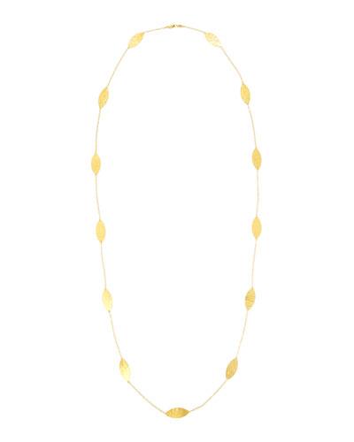 Long 24k Geometric Willow Flake Station Necklace,