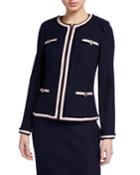Vertical Mini Loop Striped Fringe Knit Jacket