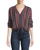 Sloane Striped Tie-front Blouse