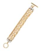 Golden Multi-strand Crystal Chain Bracelet