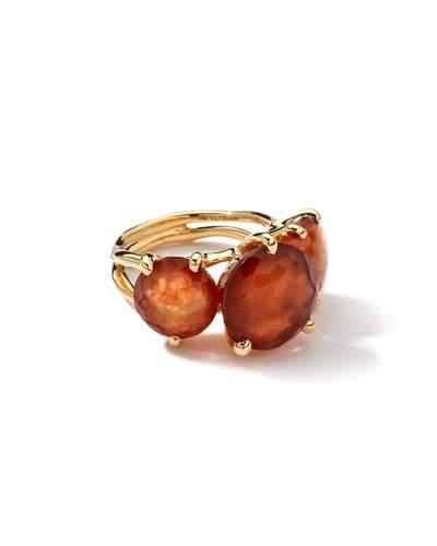 18k 3-stone Hessanite Garnet Ring