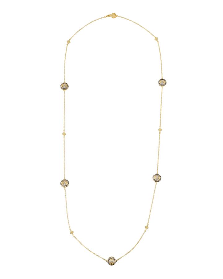 Long Cubic Zirconia Round-station Necklace