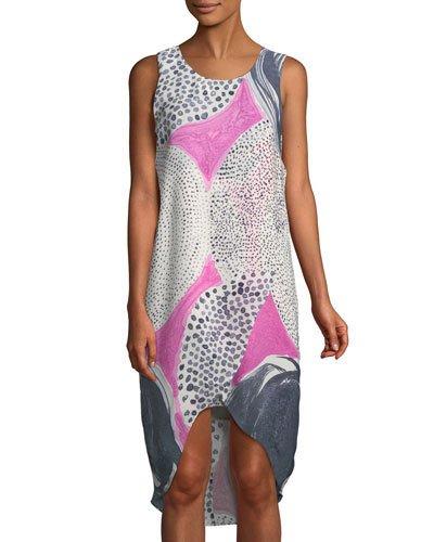 Printed Faux-wrap High-low Dress
