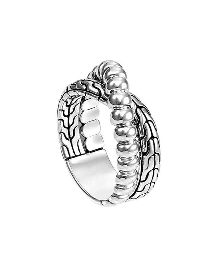 Classic Chain Silver Slim Twist Ring,