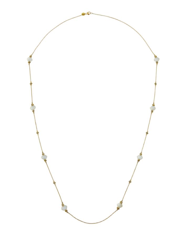 Lisse 18k Moonstone Cushion & Diamond Necklace