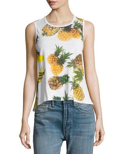 Pineapple Paradiso Tank Top, White Pattern