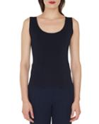 Scoop-neck Knit Viscose Crepe Tank Top