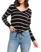 Striped Long-sleeve Tie-front