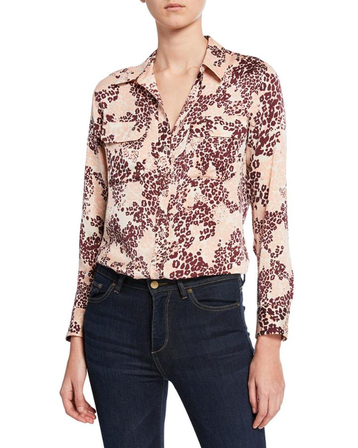 Slim Signature Leopard-print Button-down