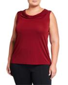 Plus Size Sleeveless Drape-neck Jersey Blouse