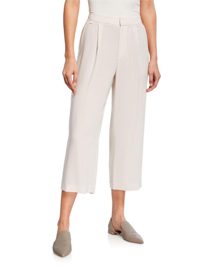 High-waist Pleated Ankle Culotte Pants