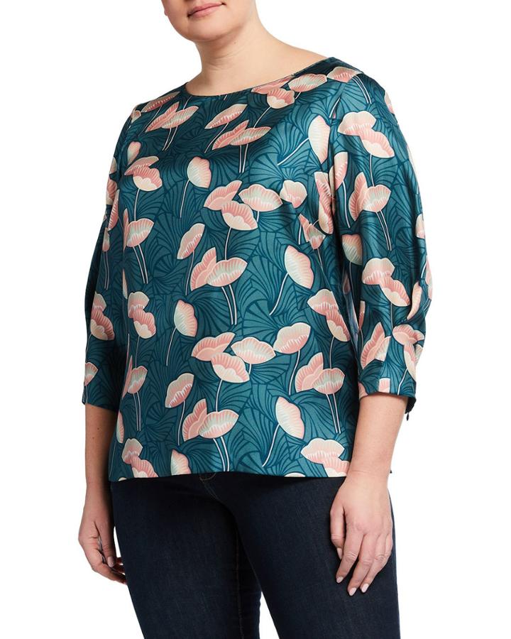 Plus Size Caddie 3/4-sleeve Floral