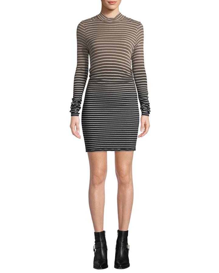 Dip-dye Striped Mock-neck
