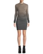Dip-dye Striped Mock-neck