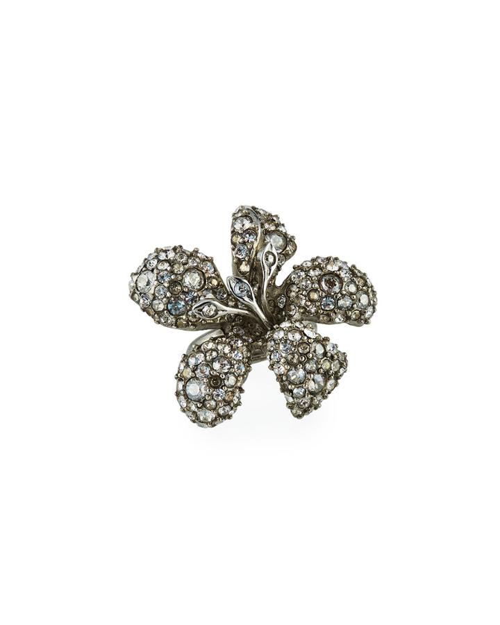 Pave Crystal Flower Ring