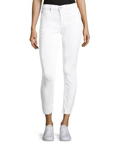 Raw-hem Skinny Jeans, White