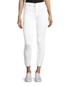 Raw-hem Skinny Jeans, White