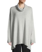 Cowl-neck Long-sleeve A-line Cashmere-blend Top