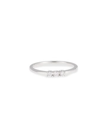 18k White Gold Mini 3-diamond Ring,