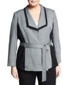 Viviana Jacquard Tie-waist Jacket, Black/white,