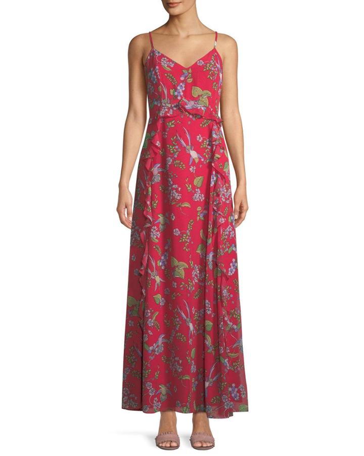 V-neck Sleeveless Floral-print Chiffon
