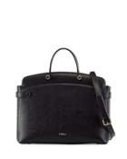 Agata Large Leather Tote Bag, Black